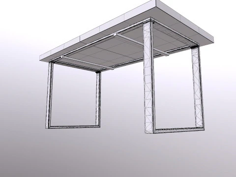 Table wood and metal console 3D Model