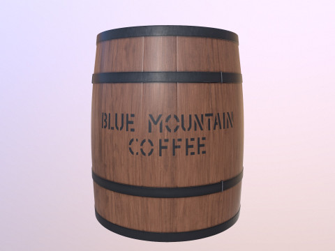 Caf&eacute; en tonneau en bois Modèle 3D