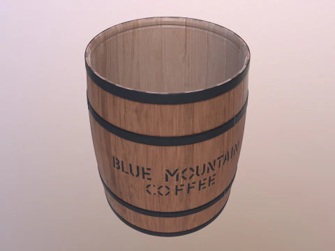Wooden Barrel Coffee 3D Model