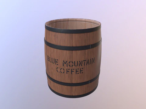 Wooden Barrel Coffee 3D Model