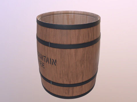 Wooden Barrel Coffee 3D Model
