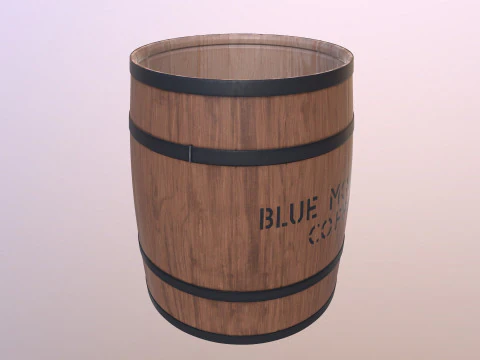 Wooden Barrel Coffee 3D Model
