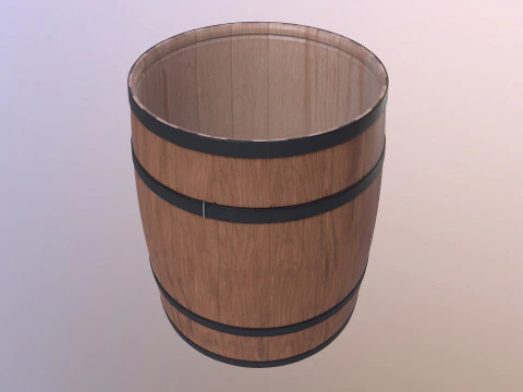 Wooden Barrel Coffee 3D Model