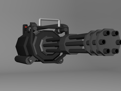 Low poli minigun Modello 3D