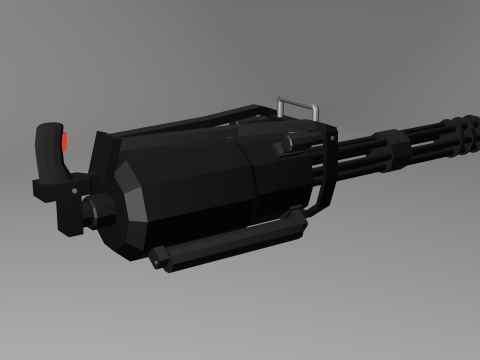Low poli minigun Modello 3D