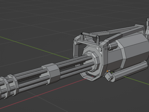 Low poli minigun Modello 3D