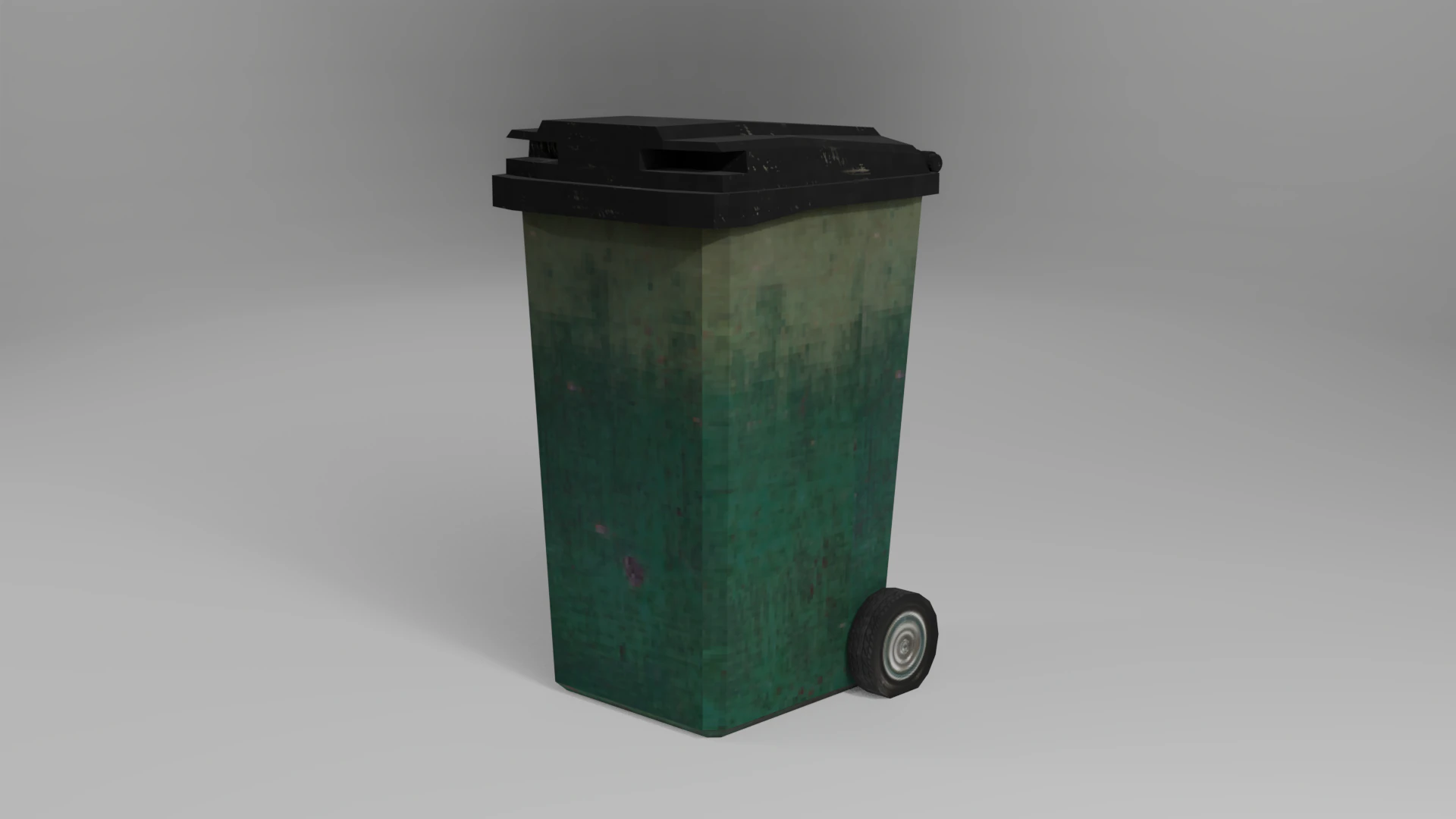Green low poly trash bin with a pixel texture 3D Model .c4d .max .obj .3ds .fbx .stl .blend 