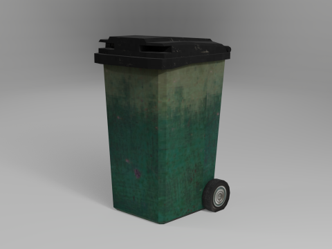 Green low poly trash bin with a pixel texture 3Dモデル