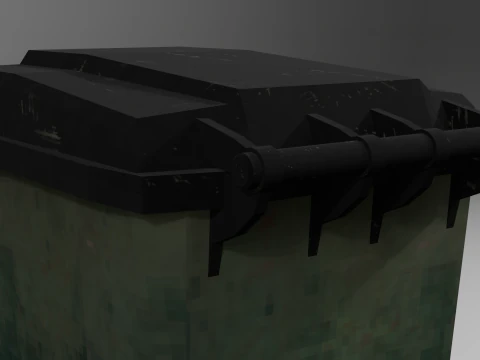 Green low poly trash bin with a pixel texture 3D Model