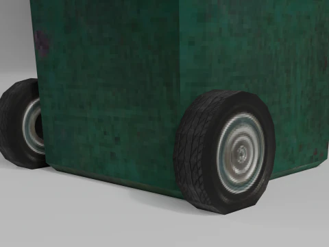 Green low poly trash bin with a pixel texture 3D Model