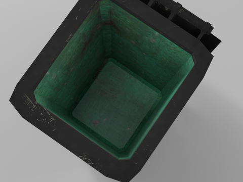 Green low poly trash bin with a pixel texture Model 3D