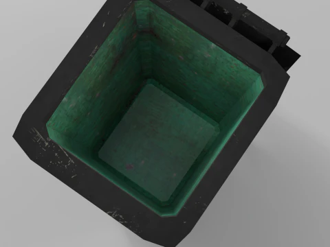 Green low poly trash bin with a pixel texture 3D Model