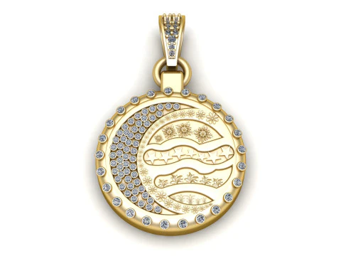 MODEL CETAK 3D LIONTIN PESONA BULAN DAN BINTANG BERHARGA Model 3D