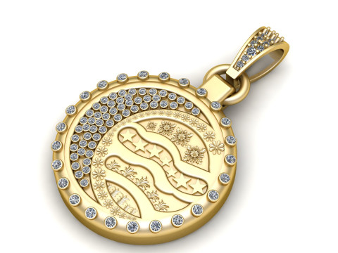 PRECIOUS MOON AND STAR CHARM PENDANT 3D PRINTABLE MODEL Modèle 3D