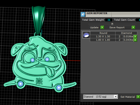 DOG PUG PENDANT 3D PRINTABLE MODEL 3Dモデル
