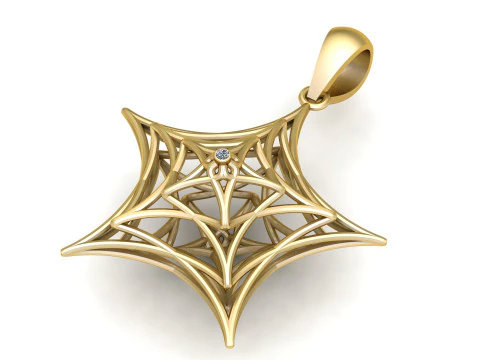SPIDERWEB DIAMOND PENDANT 3D PRINTABLE MODEL 3D Model
