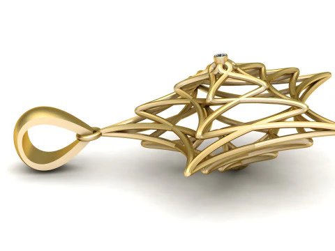 SPIDERWEB DIAMOND PENDANT 3D PRINTABLE MODEL 3D Model