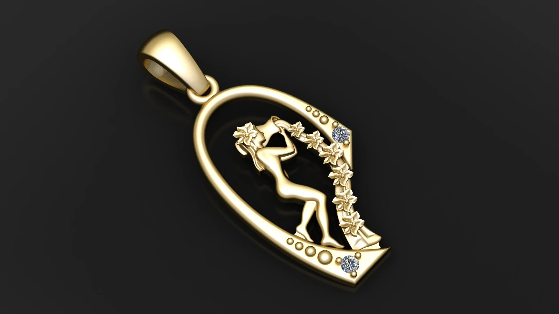 WATER GIRL PENDANT 3D PRINTABLE MODEL 3D Model .c4d .max .obj .3ds .fbx .stl .blend