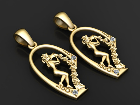 WATER GIRL PENDANT 3D PRINTABLE MODEL 3D 모델