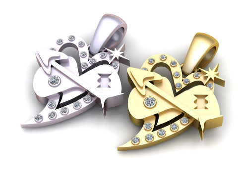 BROKEN HEART ARROW DESIGN PENDANT 3D PRINTABLE MODEL Model 3D