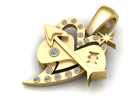 BROKEN HEART ARROW DESIGN PENDANT 3D PRINTABLE MODEL Model 3D