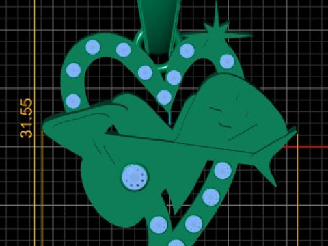 BROKEN HEART ARROW DESIGN PENDANT 3D PRINTABLE MODEL Model 3D