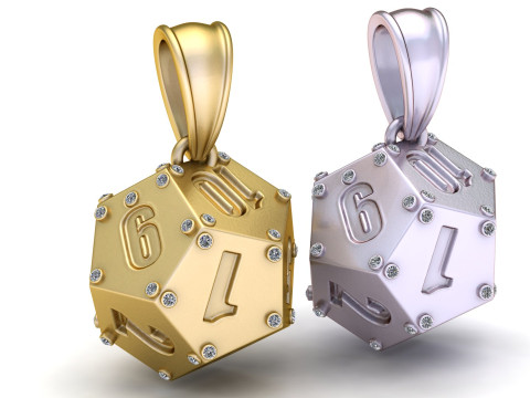 HEXAGON SHAPE DICE PENDANT 3D PRINTABLE MODEL 3D 模型