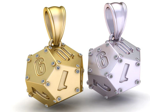 HEXAGON SHAPE DICE PENDANT 3D PRINTABLE MODEL 3D Model