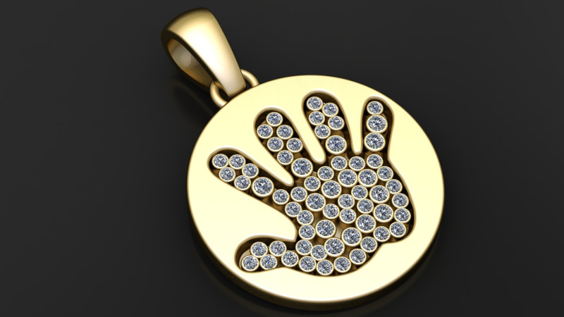 HAND DESIGN COIN PENDANT 3D PRINTABLE MODEL Modello 3D .c4d .max .obj .3ds .fbx .stl .blend 