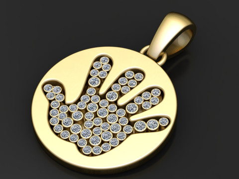 HAND DESIGN COIN PENDANT 3D PRINTABLE MODEL Modello 3D