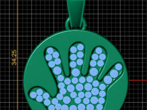 HAND DESIGN COIN PENDANT 3D PRINTABLE MODEL Modello 3D