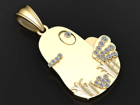 GOLDEN BABY BIRD PENDANT 3D PRINTABLE MODEL 3D Model