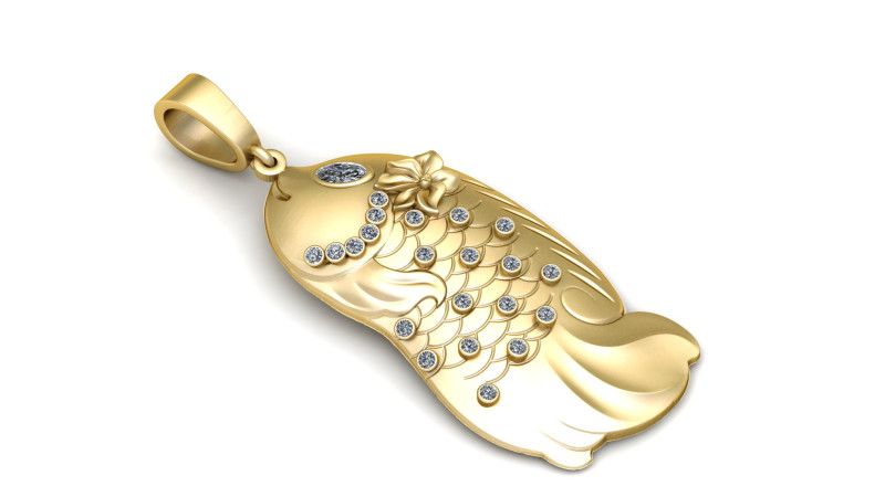 GOLDEN FISH PENDANT 3D PRINTABLE MODEL Model 3D .c4d .max .obj .3ds .fbx .stl .blend 