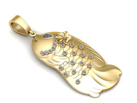 GOLDEN FISH PENDANT 3D PRINTABLE MODEL 3Dモデル