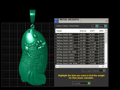 GOLDEN FISH PENDANT 3D PRINTABLE MODEL Model 3D