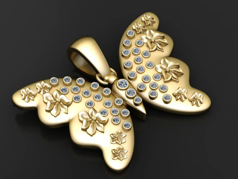 나비 곤충 펜던트 3D 프린트 가능 모델 3D 모델