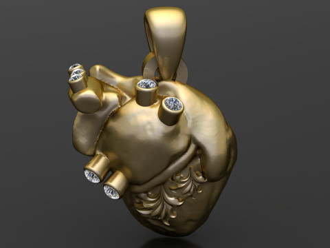 HUMAN HEART DIAMOND PENDANT 3D PRINTABLE MODEL 3D मॉडल