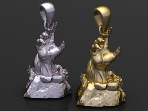 POWERFUL HUMAN HAND PENDANT 3D PRINTABLE MODEL 3D Model