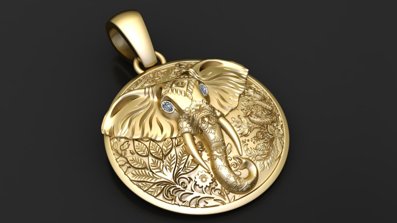 ELEPHANT FACE COIN PENDANT 3D PRINTABLE MODEL Modèle 3D .c4d .max .obj .3ds .fbx .stl .blend 