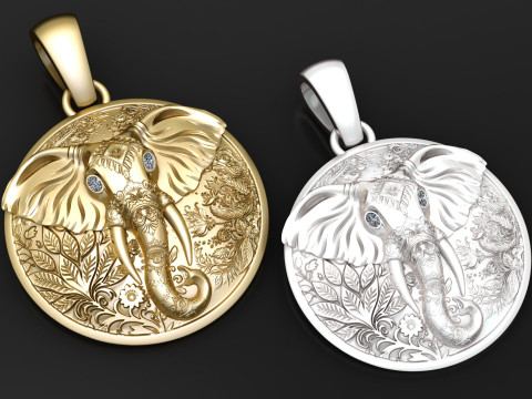 ELEPHANT FACE COIN PENDANT 3D PRINTABLE MODEL Modèle 3D