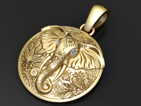 ELEPHANT FACE COIN PENDANT 3D PRINTABLE MODEL Modèle 3D