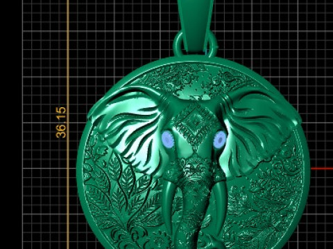 ELEPHANT FACE COIN PENDANT 3D PRINTABLE MODEL Modèle 3D