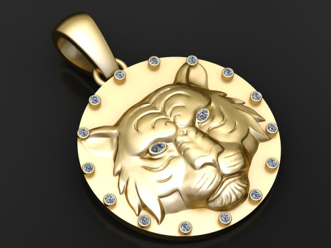 TIGER FACE COIN PENDANT 3D PRINTABLE MODEL 3D मॉडल