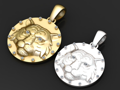 TIGER FACE COIN PENDANT 3D PRINTABLE MODEL 3D मॉडल