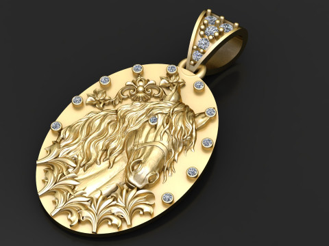 HORSE FACE COIN PENDANT 3D PRINTABLE MODEL 3Dモデル