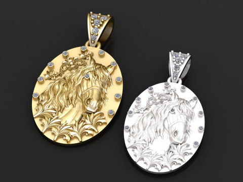 HORSE FACE COIN PENDANT 3D PRINTABLE MODEL 3D Model