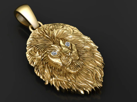 PENDENTE VOLTO DI ANIMALE LEONE MODELLO STAMPABILE 3D Modello 3D