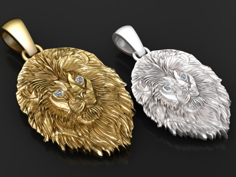 LION ANIMAL FACE PENDANT 3D PRINTABLE MODEL 3D मॉडल