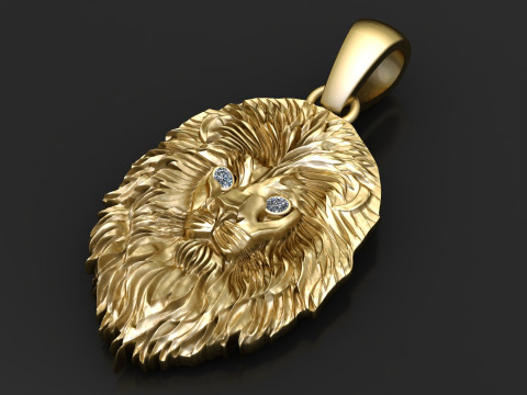 LION ANIMAL FACE PENDANT 3D PRINTABLE MODEL 3D मॉडल