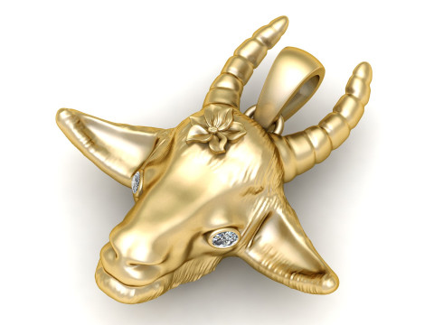 COW ANIMAL HEAD PENDANT 3D PRINTABLE MODEL 3D Модель
